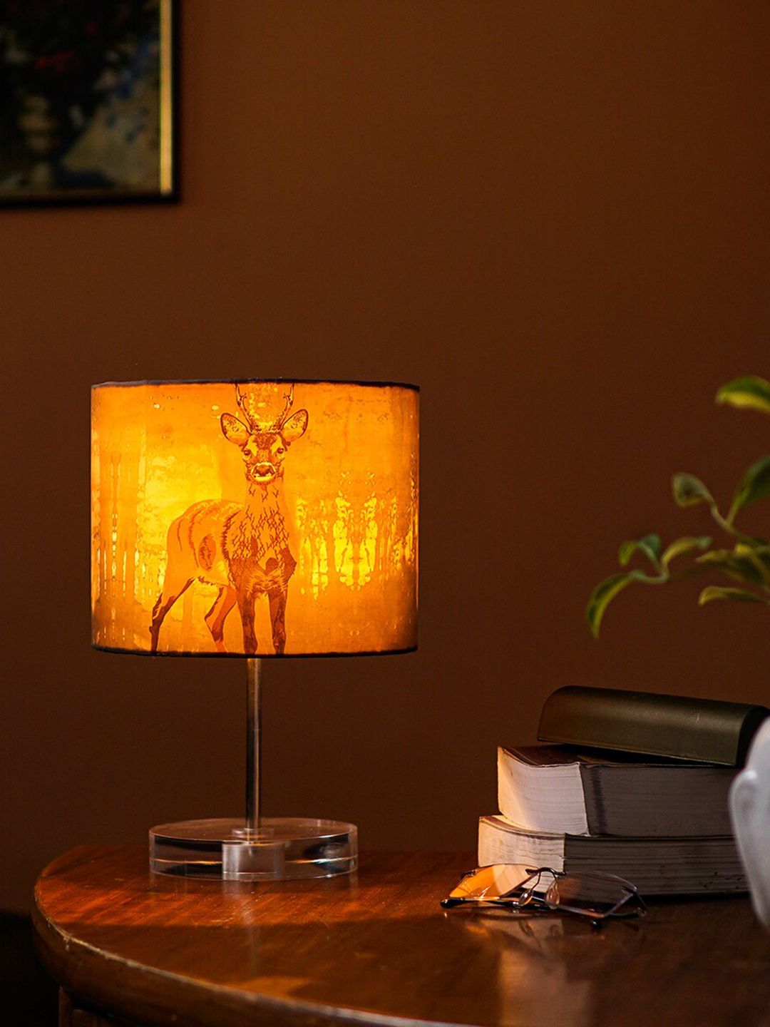 Pinecraft INTERNATIONAL Brown Printed Table Lamp with Shade Price in India