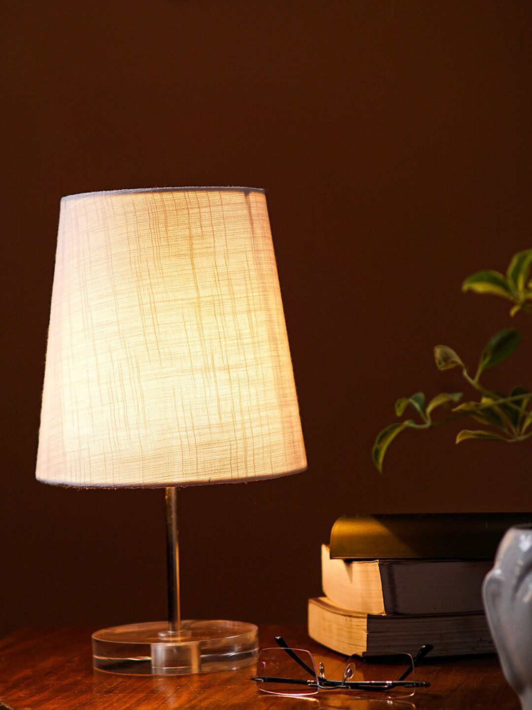 Pinecraft INTERNATIONAL Transparent & White Celeste Table Lamp With Shade Price in India