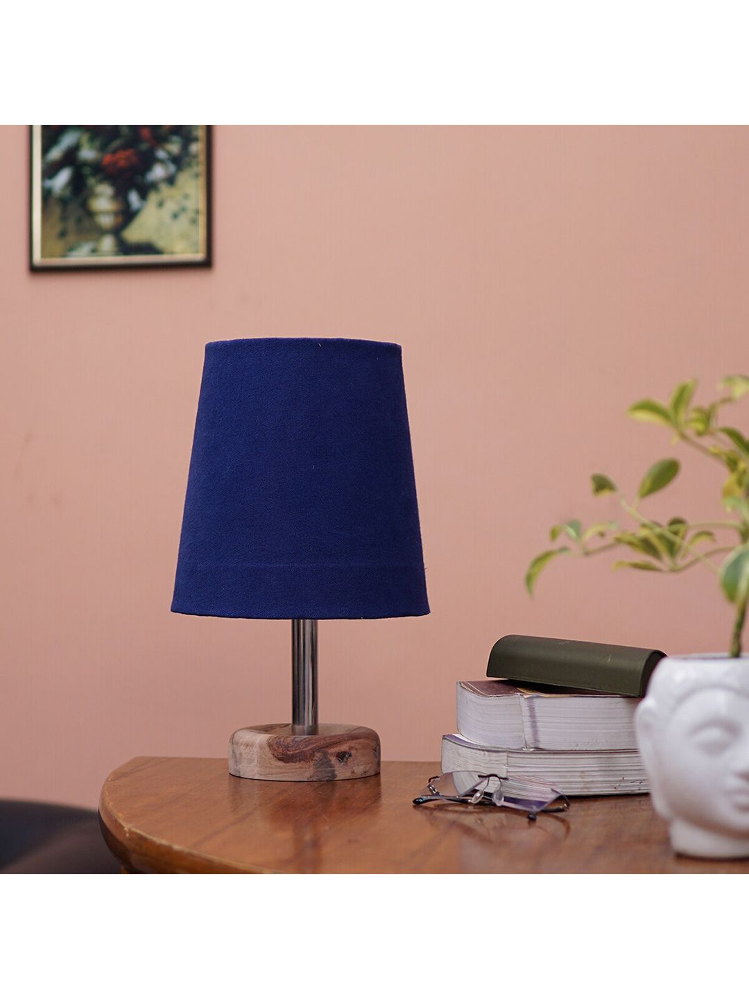 Pinecraft INTERNATIONAL Brown & Blue Table Lamp with Shade Price in India