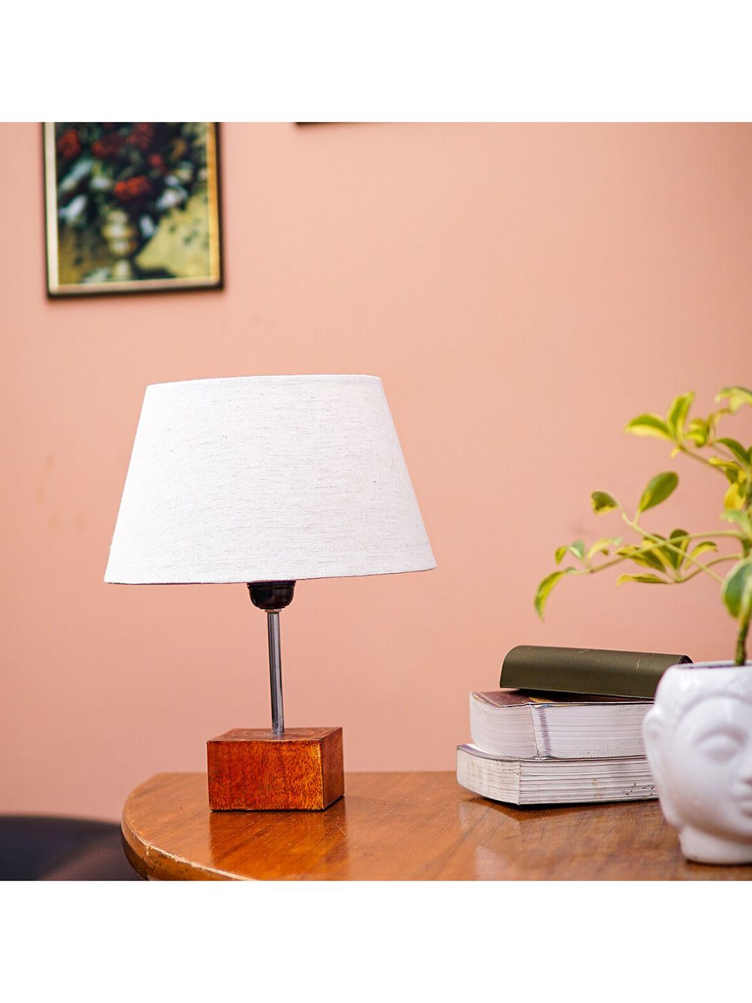 Pinecraft INTERNATIONAL Beige Ema Table Lamp With Frustum Shade Price in India