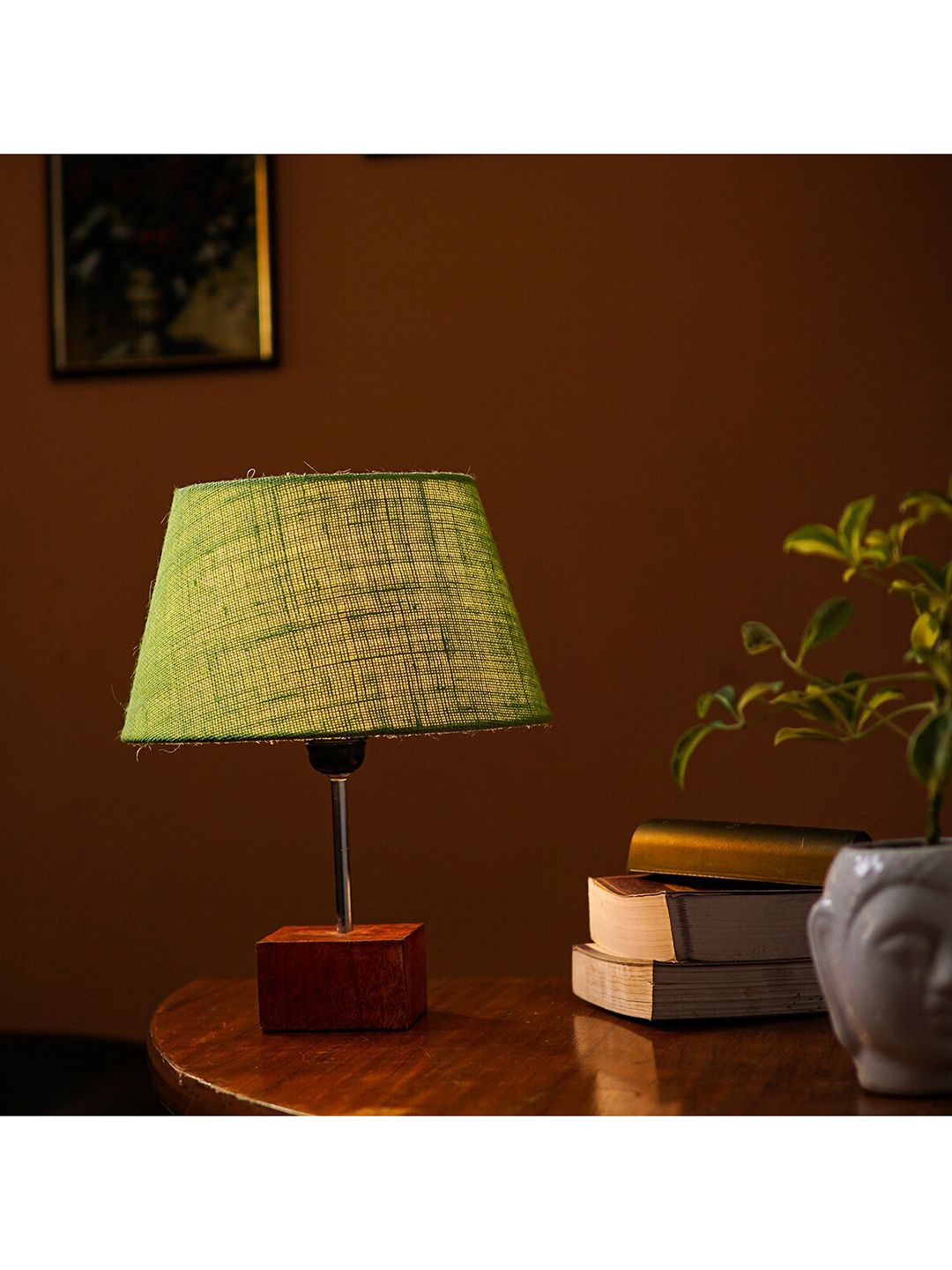 Pinecraft INTERNATIONAL Brown & Green Ema Table Lamp With Shade Price in India