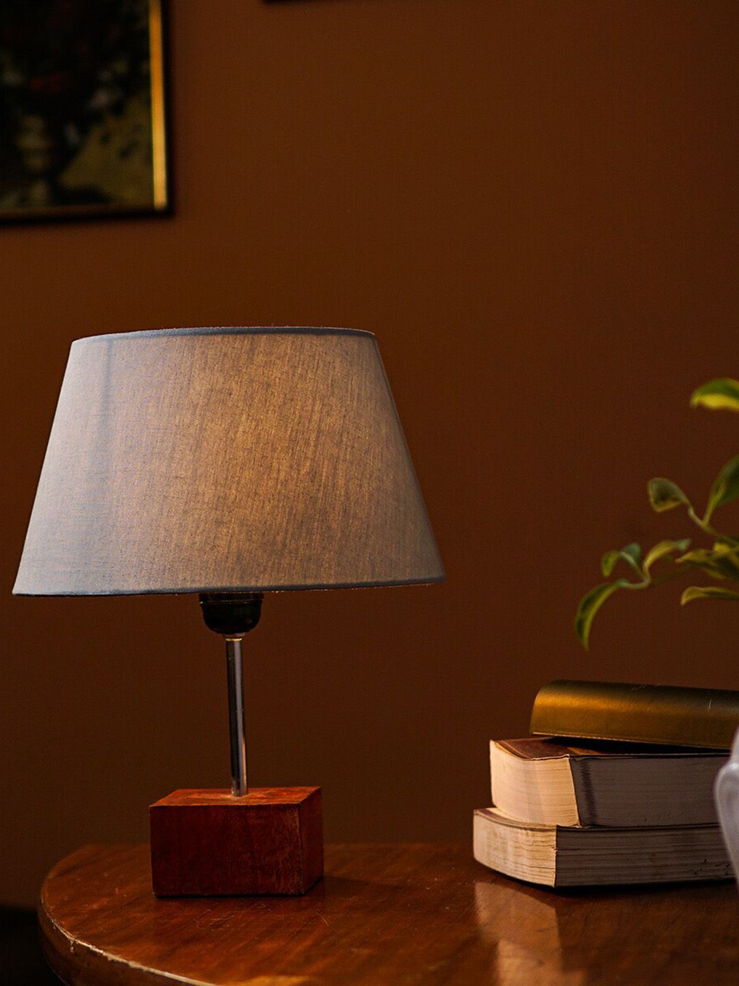 Pinecraft INTERNATIONAL Grey Ema Table Lamp with Cotton Shade Price in India