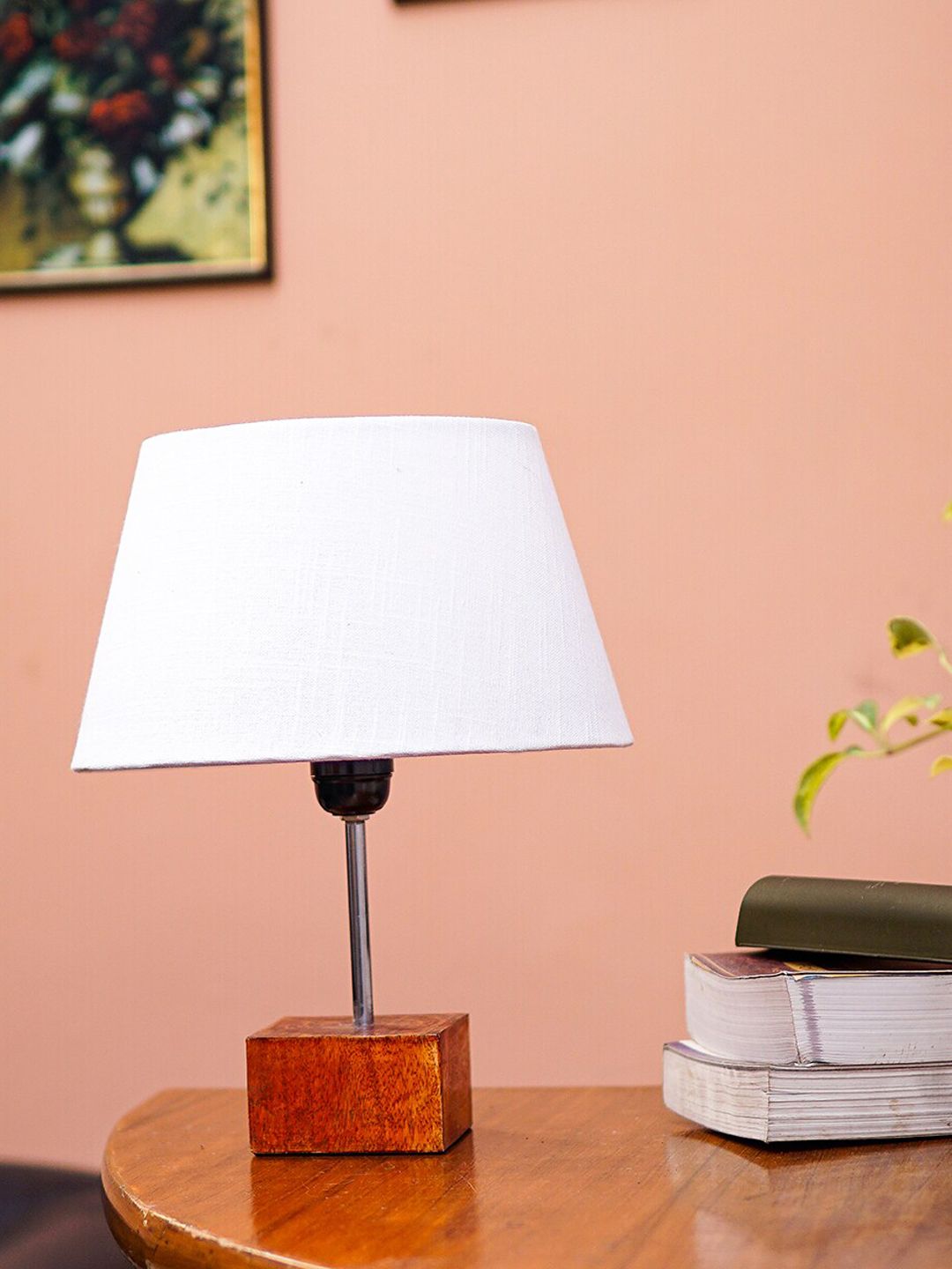 Pinecraft INTERNATIONAL White Ema Table Lamp With Frustum Shade Price in India