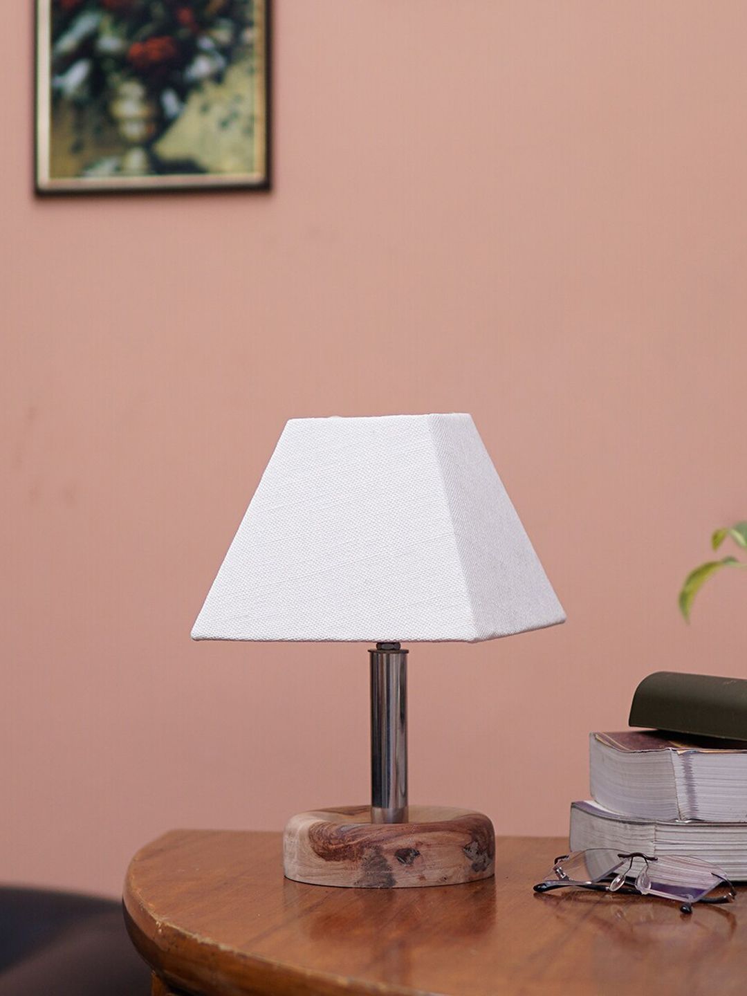 Pinecraft INTERNATIONAL White Edra Table Lamp With Frustum Shade Price in India