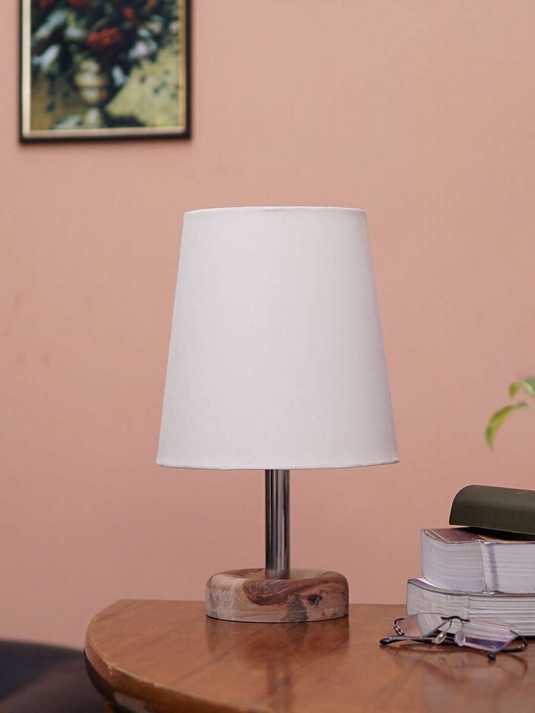 Pinecraft INTERNATIONAL Off-White Edra Table Lamp with Cotton Shade Price in India