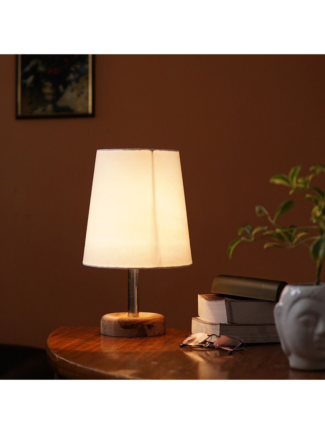 Pinecraft INTERNATIONAL White Edra Table Lamp with Cotton Shade Price in India