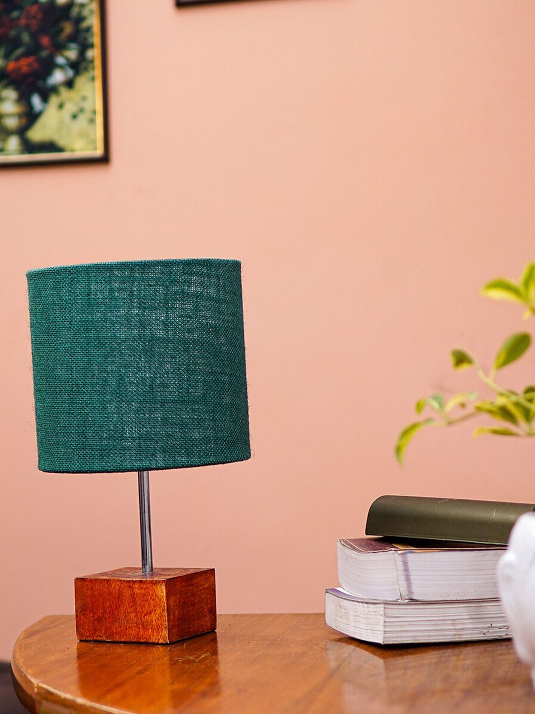 Pinecraft INTERNATIONAL Green & Brown Ema Table Lamp with Shade Price in India