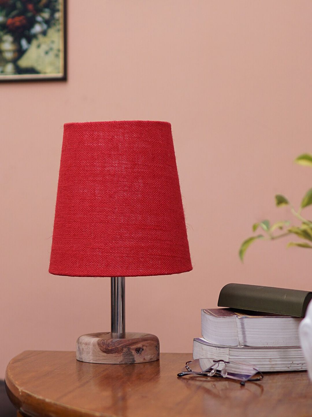 Pinecraft INTERNATIONAL Brown & Red Edra Table Lamp With Shade Price in India