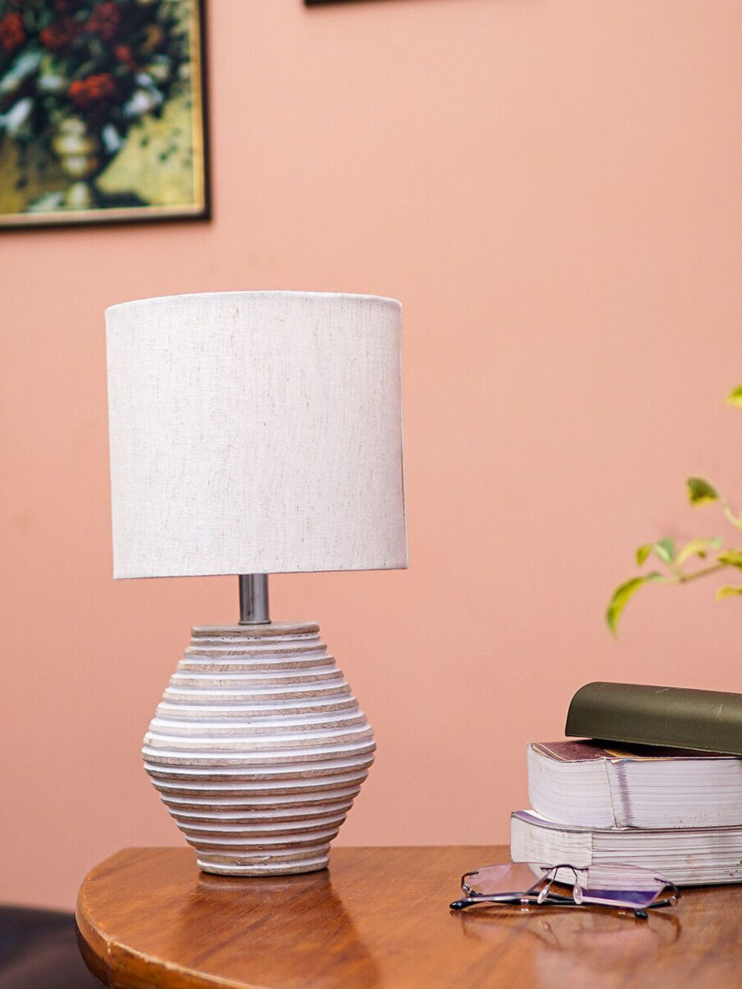 Pinecraft INTERNATIONAL Beige Atury Table Lamp With Cylinder Shade Price in India
