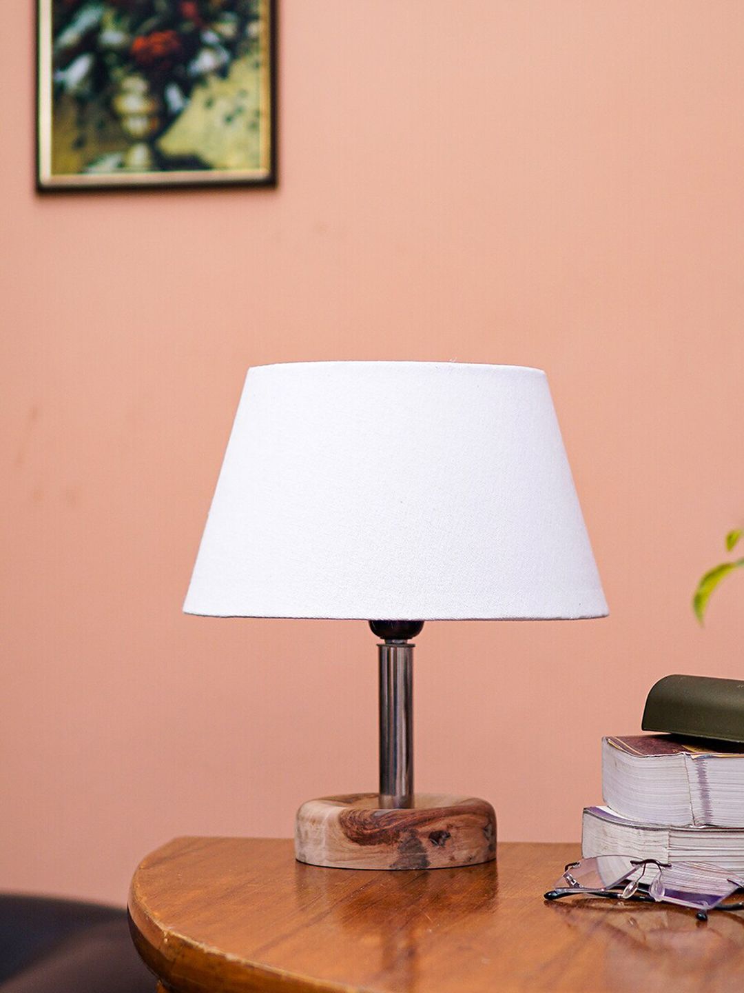 Pinecraft INTERNATIONAL White Edra Table Lamp with Cotton Shade Price in India