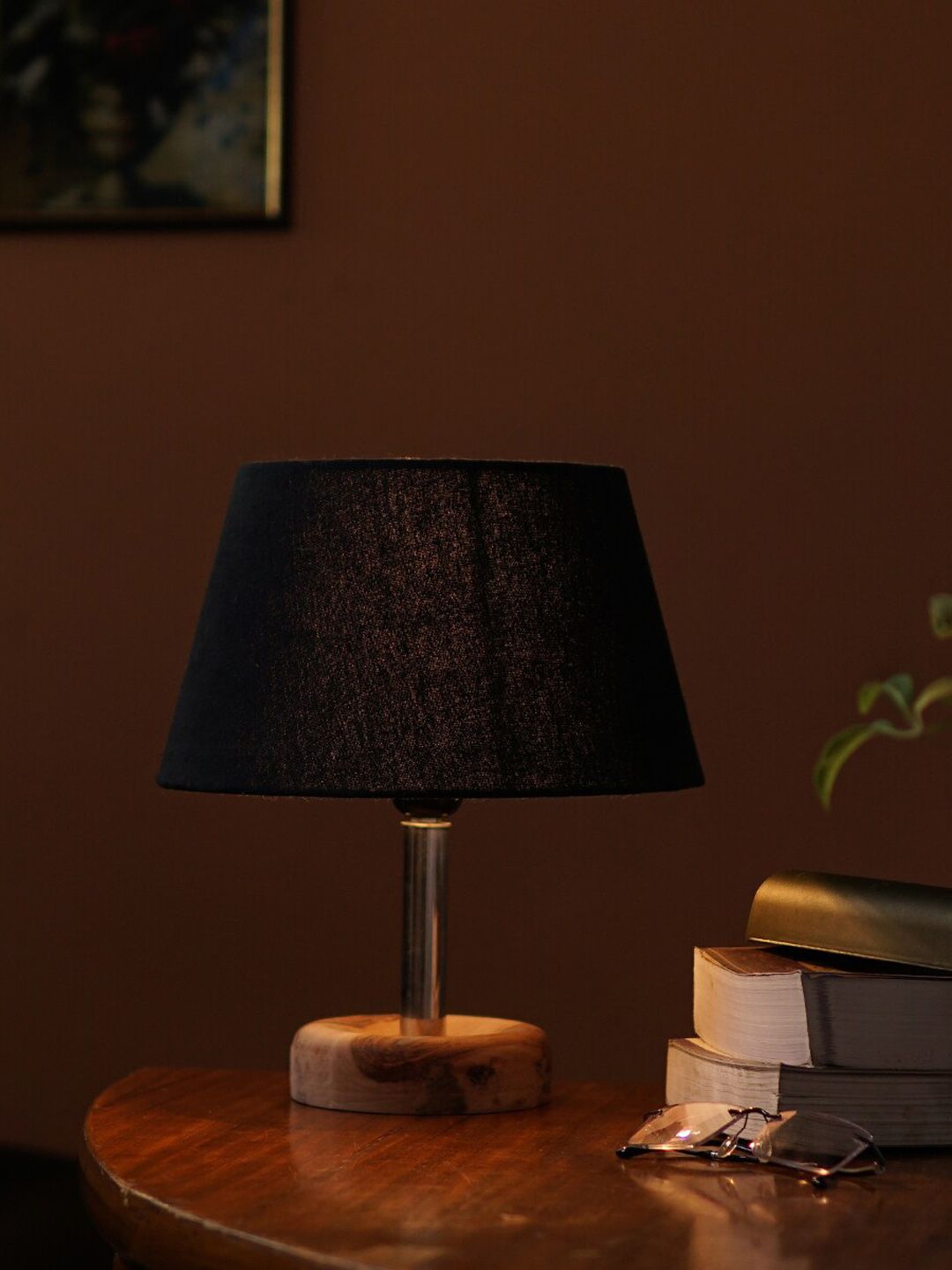 Pinecraft INTERNATIONAL Brown & Black Table Lamp with Shade Price in India