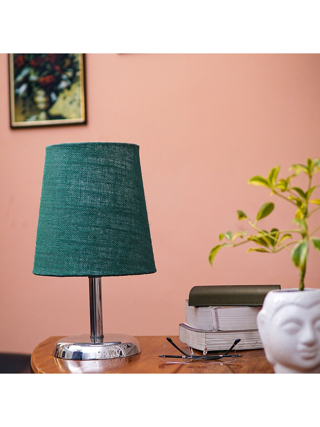 Pinecraft INTERNATIONAL Green Solid Table Lamp with Shade Price in India