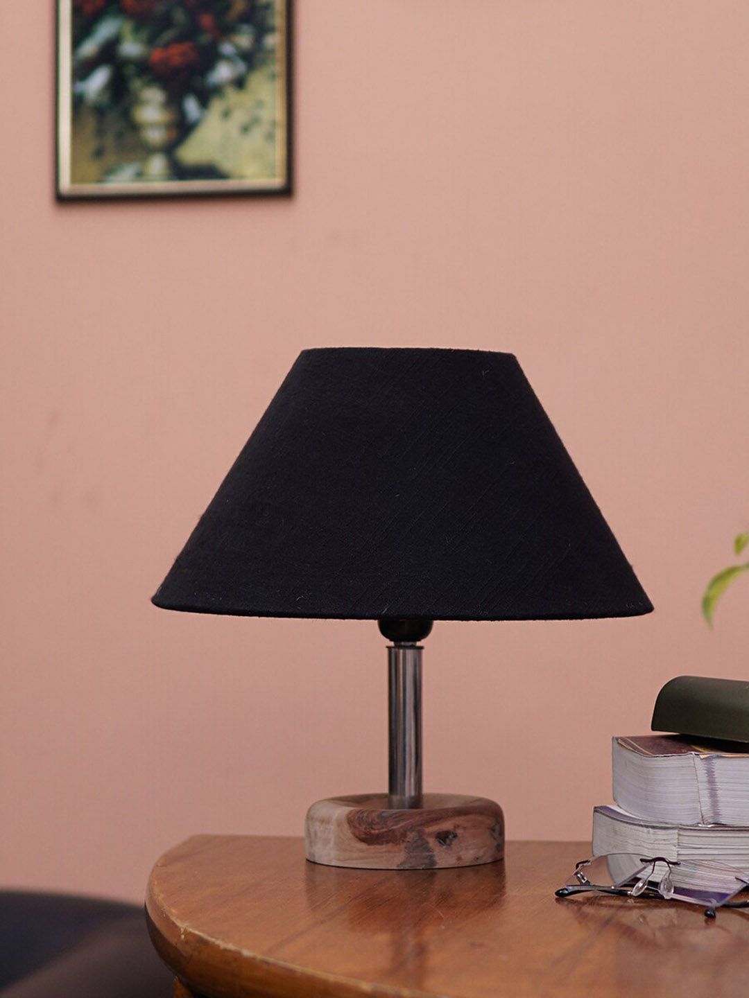 Pinecraft INTERNATIONAL Brown & Black Edra Table Lamp With Shade Price in India