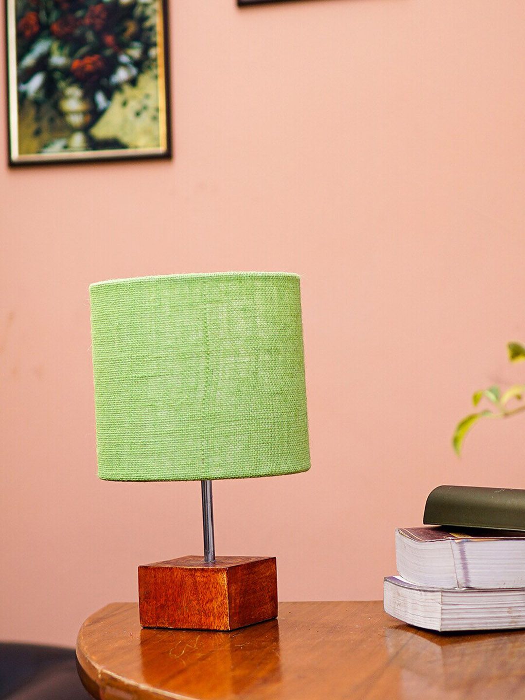 Pinecraft INTERNATIONAL Brown & Green Ema Table Lamp With Shade Price in India