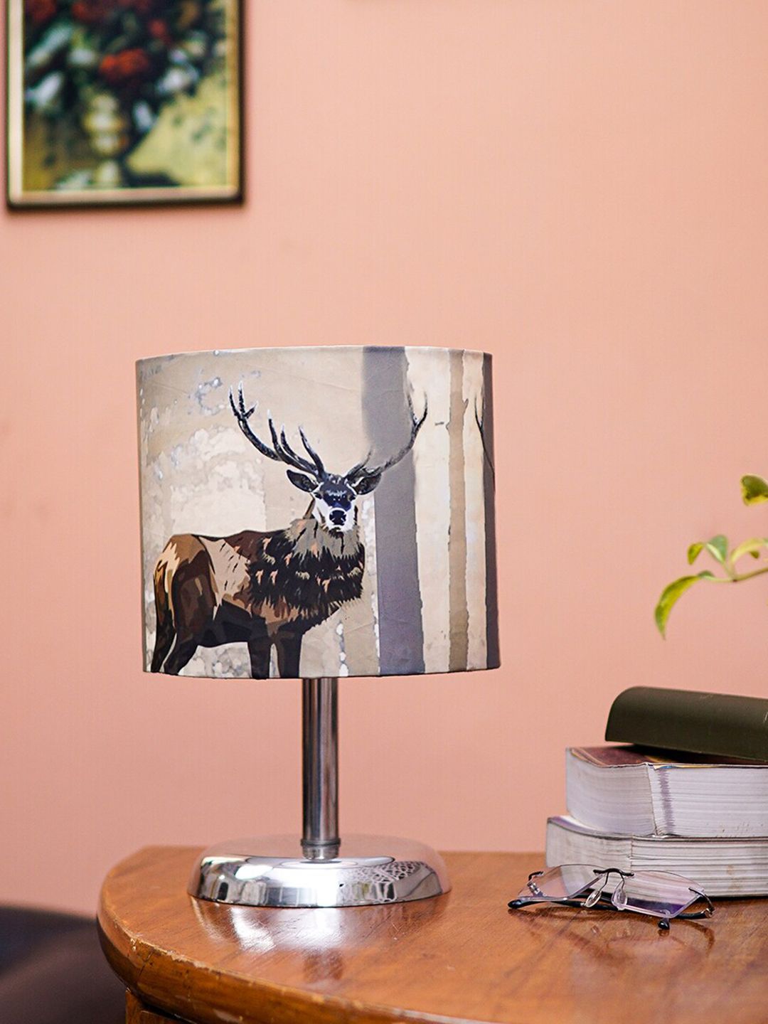 Pinecraft INTERNATIONAL Multicoloured Deer Printed Levi Table Lamp With Shade Price in India