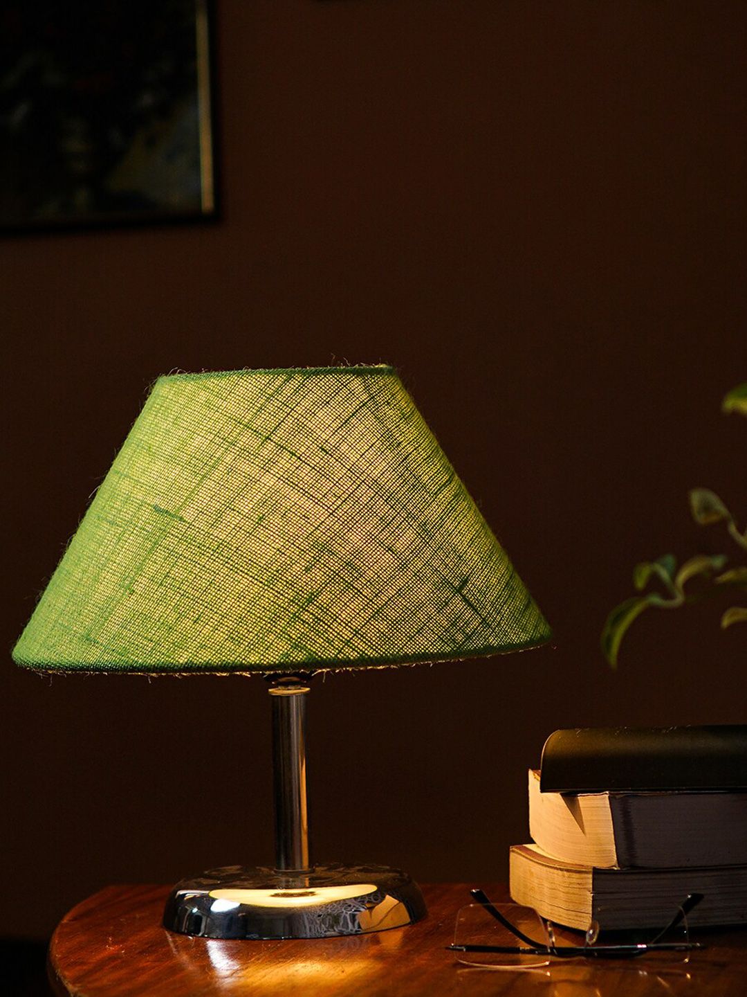 Pinecraft INTERNATIONAL Steel  & Green Table Lamp with Shade Price in India