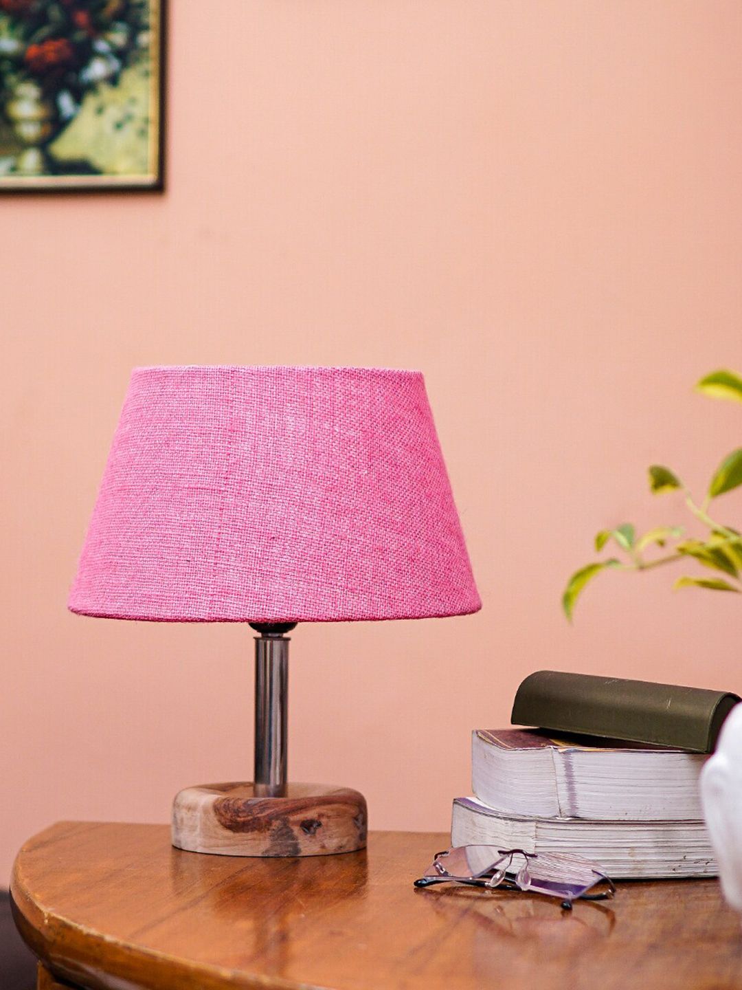 Pinecraft INTERNATIONAL Brown & Pink Edra Table Lamp With Shade Price in India