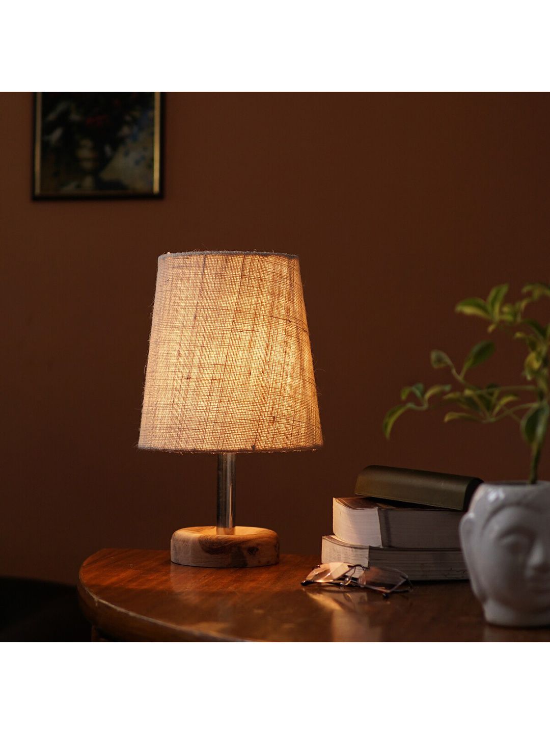 Pinecraft INTERNATIONAL Beige Edra Table Lamp with Jute Shade Price in India