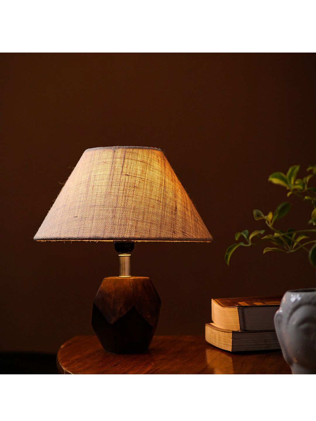 Pinecraft INTERNATIONAL Brown & Beige Table Lamp with Shade Price in India