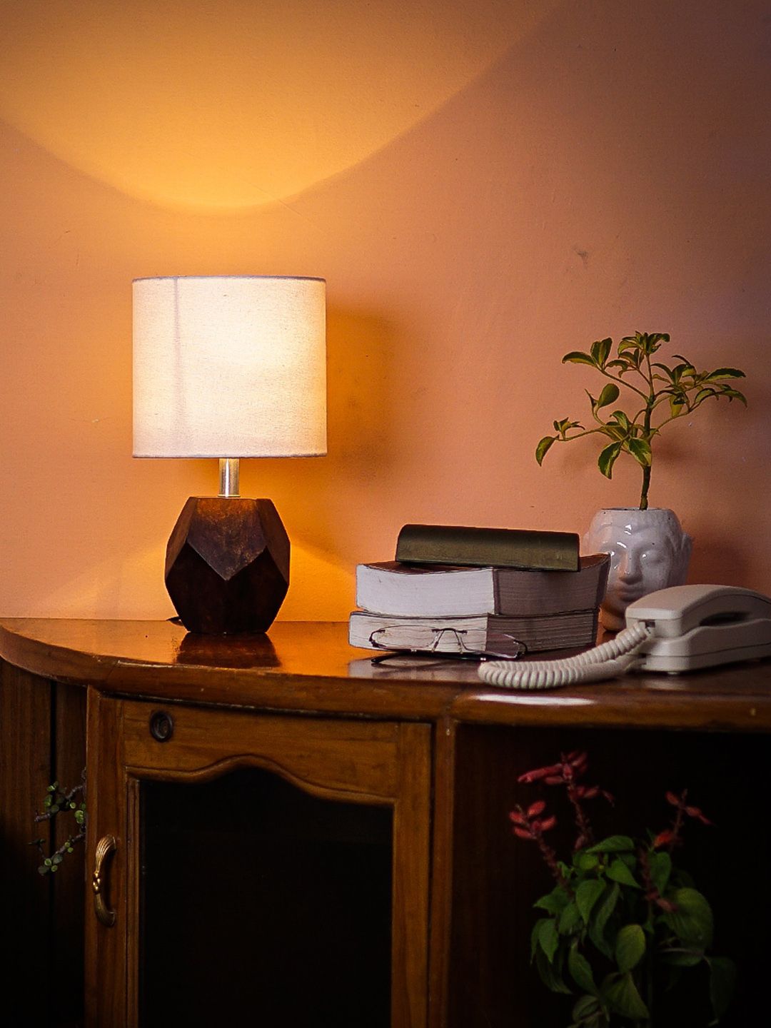 Pinecraft INTERNATIONAL Brown Sefinn Table Lamp with White Shade Price in India