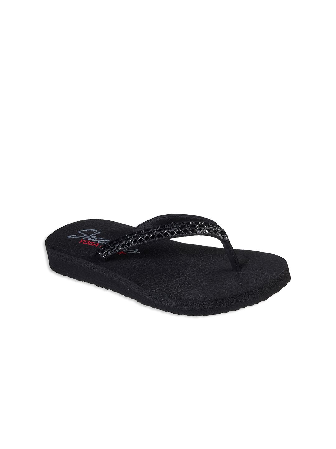 Skechers Women Black Embellished Thong Flip-Flops Price in India