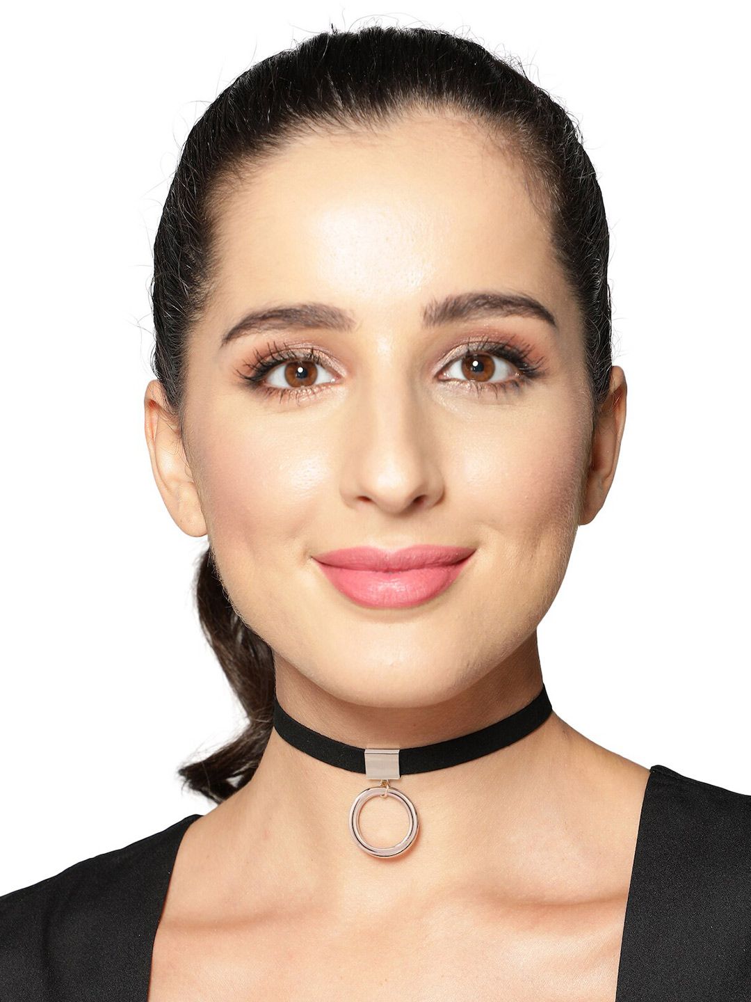 AQUASTREET Gold-Plated & Black Choker Necklace Price in India