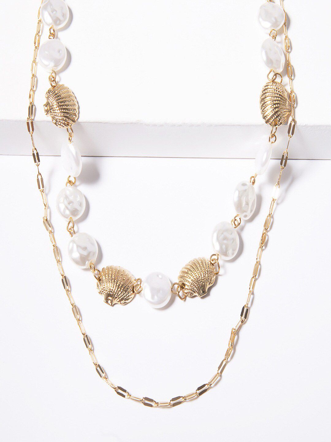 AQUASTREET White Gold-Plated Pearl Bohemian Necklace Price in India