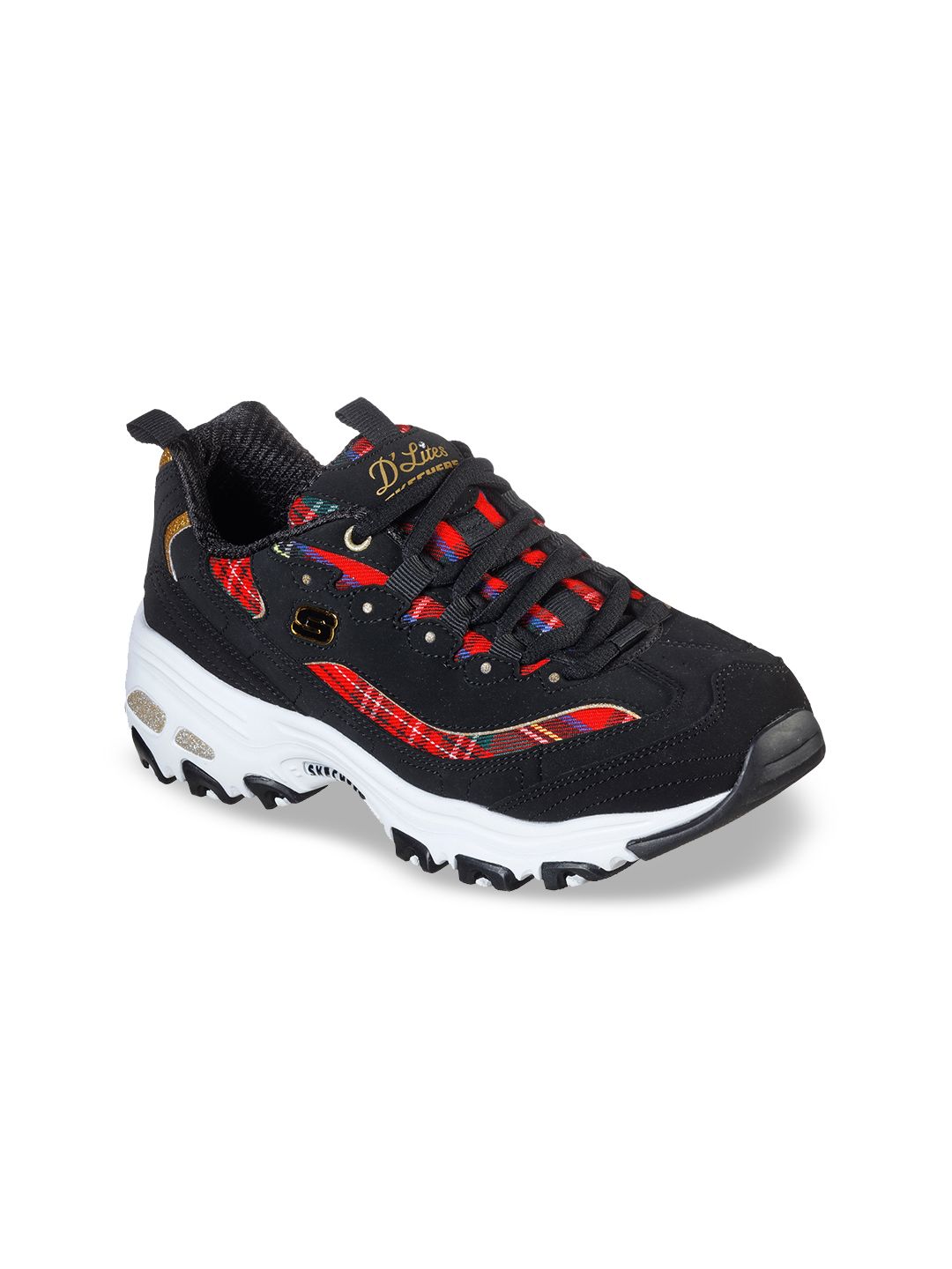 Skechers Women Black & Red Colourblocked Sneakers Price in India