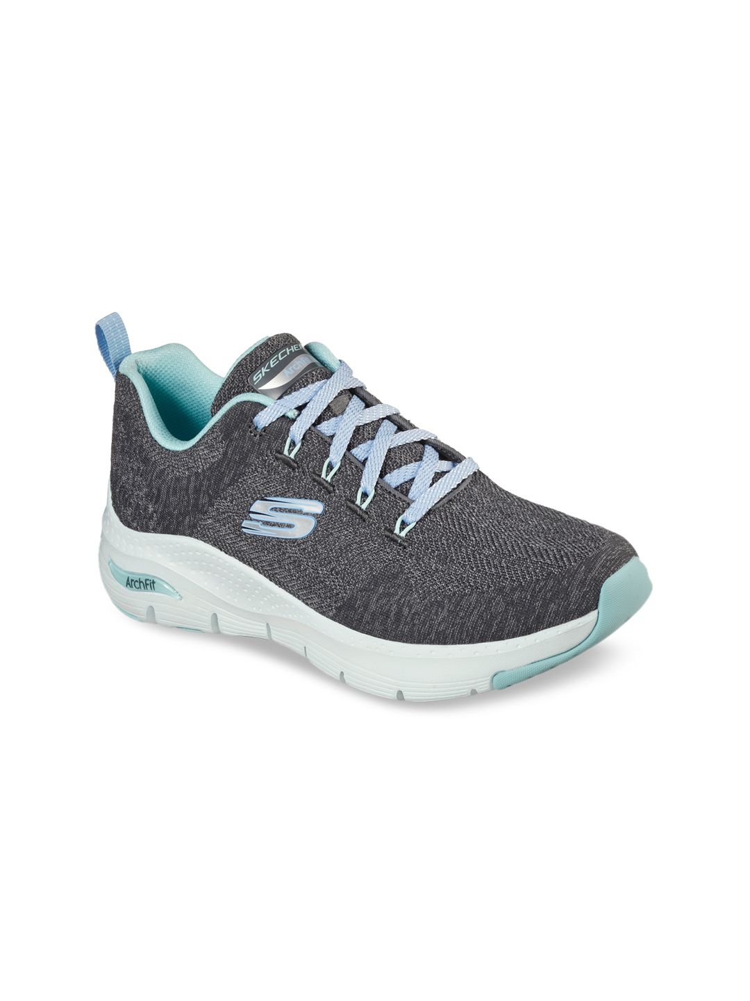 Skechers Women Charcoal Woven Design Sneakers