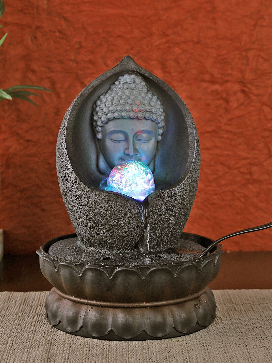 TAYHAA Grey Textured Pristine and Serene Buddha Face Fountain Price in India