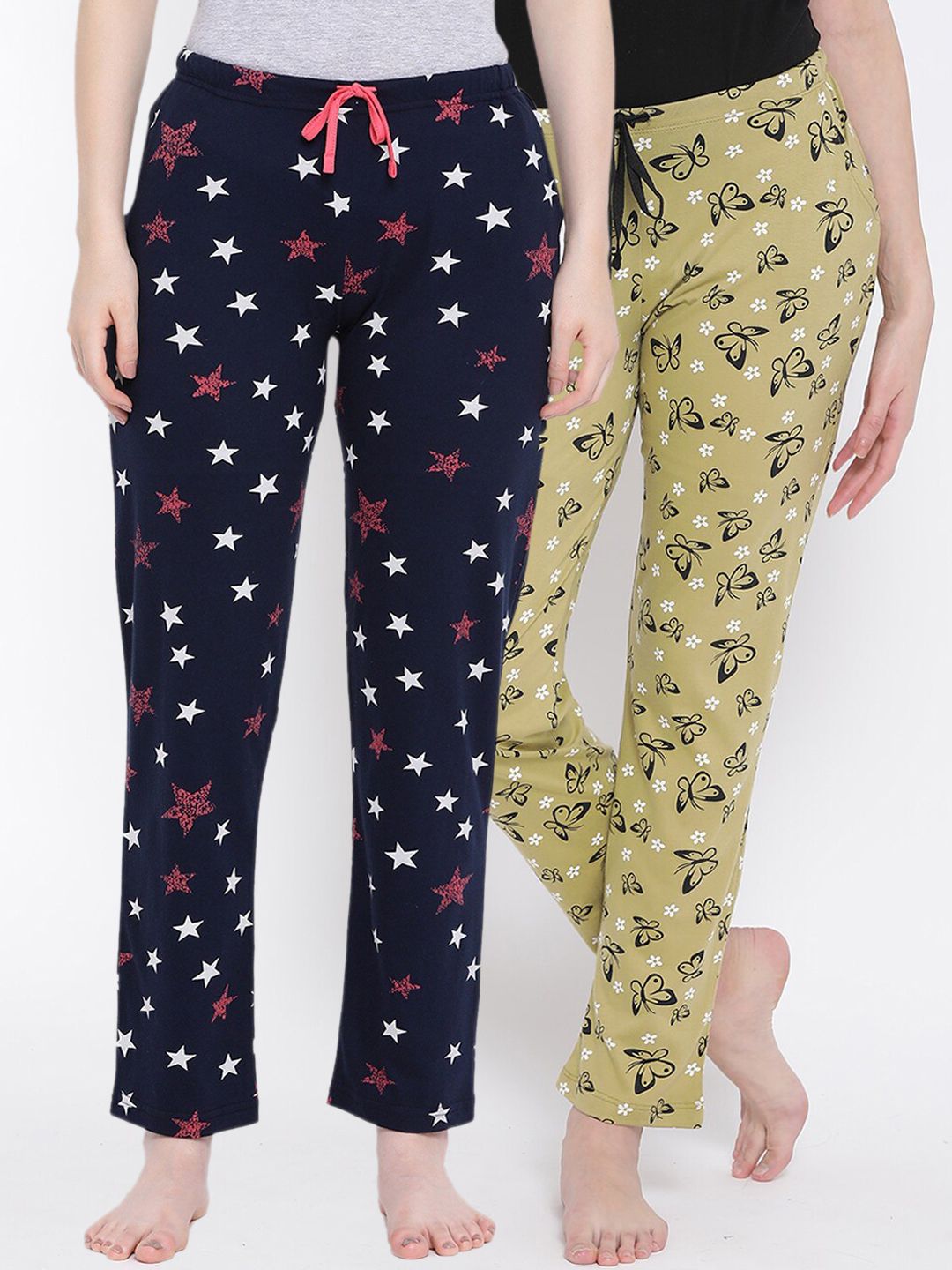 Kanvin Women Pack of 2 Printed  Cotton Lounge Pants Price in India