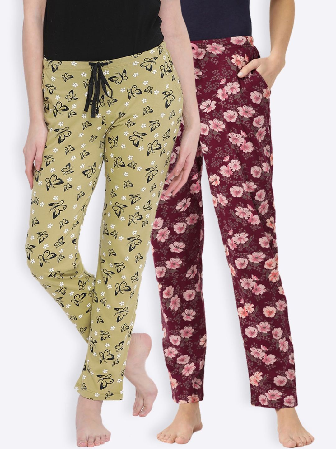 Kanvin Pack Of 2 Printed Cotton Lounge Pants Price in India