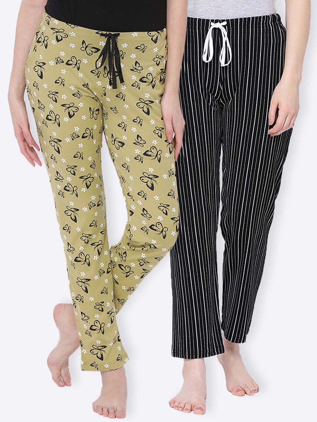 Kanvin Women Pack Of 2 Pure Cotton Lounge Pants Price in India