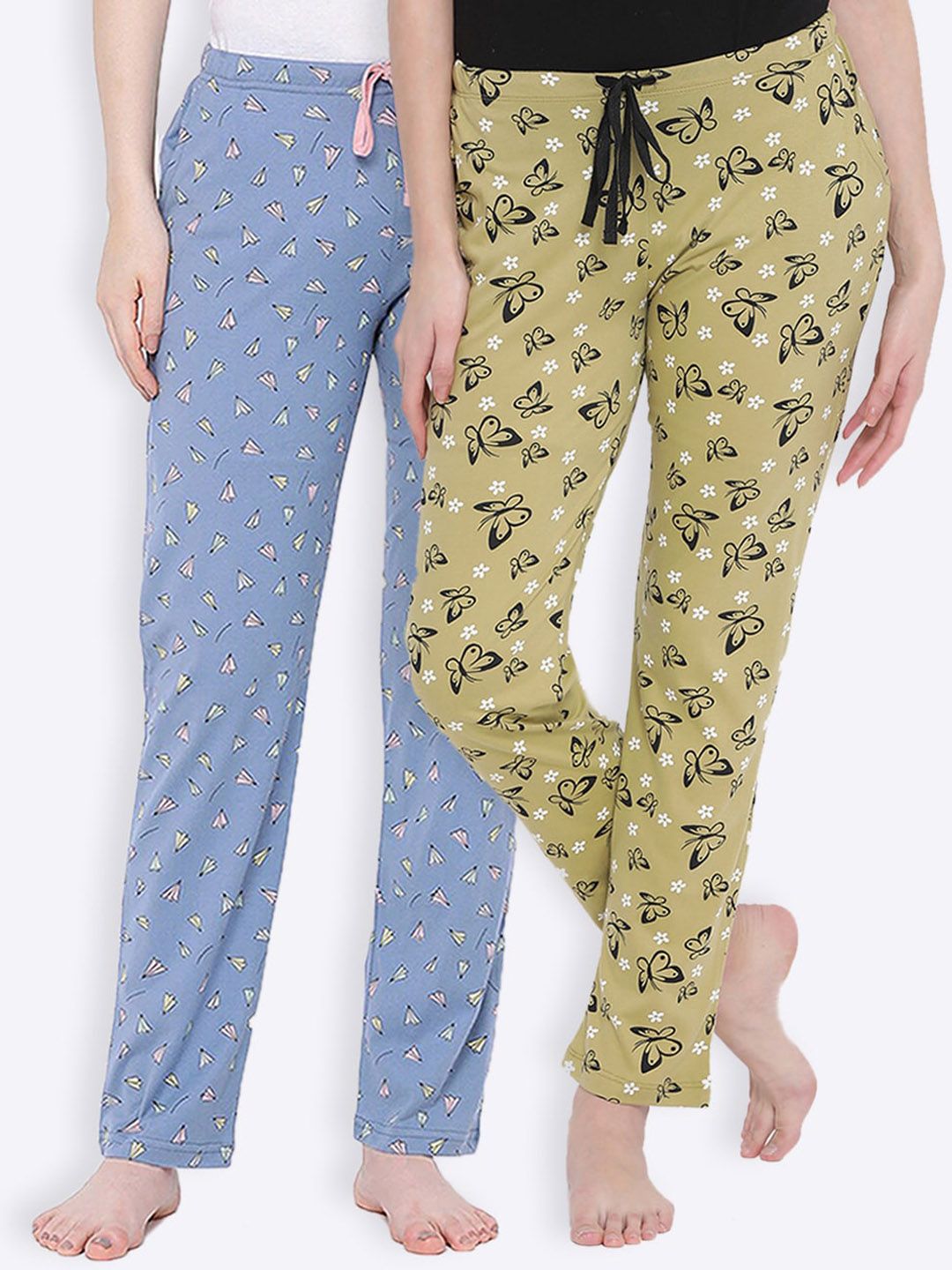 Kanvin Women Pack Of 2 Printed Pure Cotton Lounge Pants Price in India