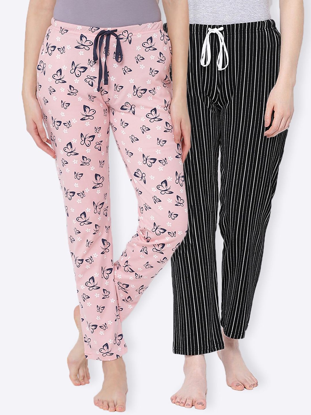 Kanvin Women Pack Of 2 Printed Pure Cotton Lounge Pants Price in India