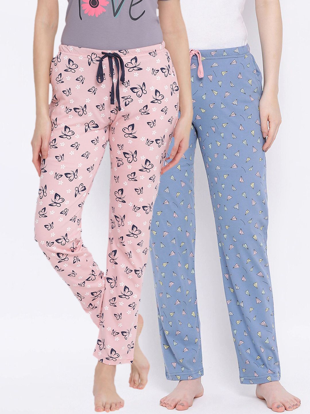 Kanvin Women Pack of 2 Printed Pure Cotton Lounge Pants Price in India