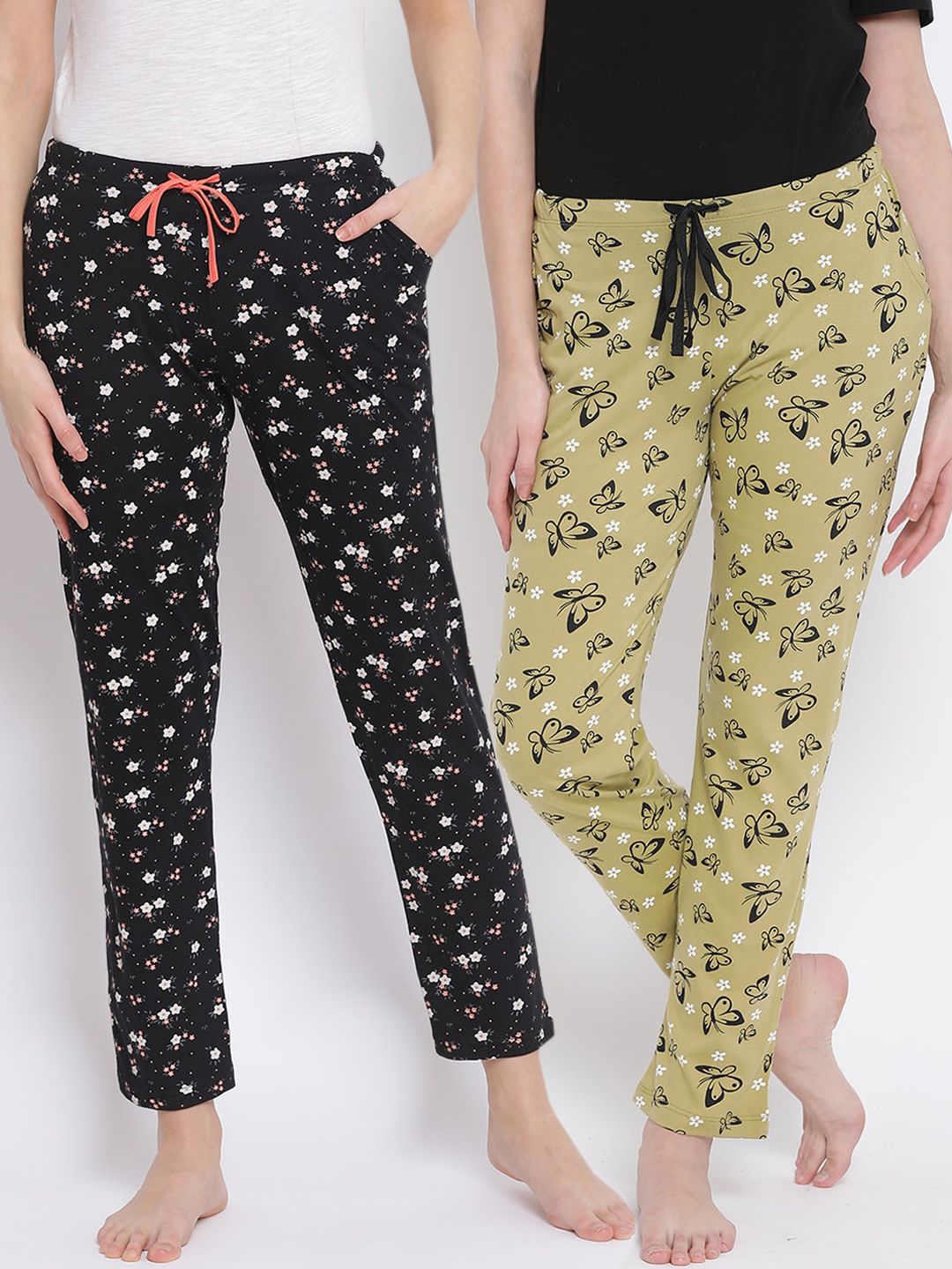 Kanvin Pack Of 2 Printed Pure Cotton Lounge Pants Price in India