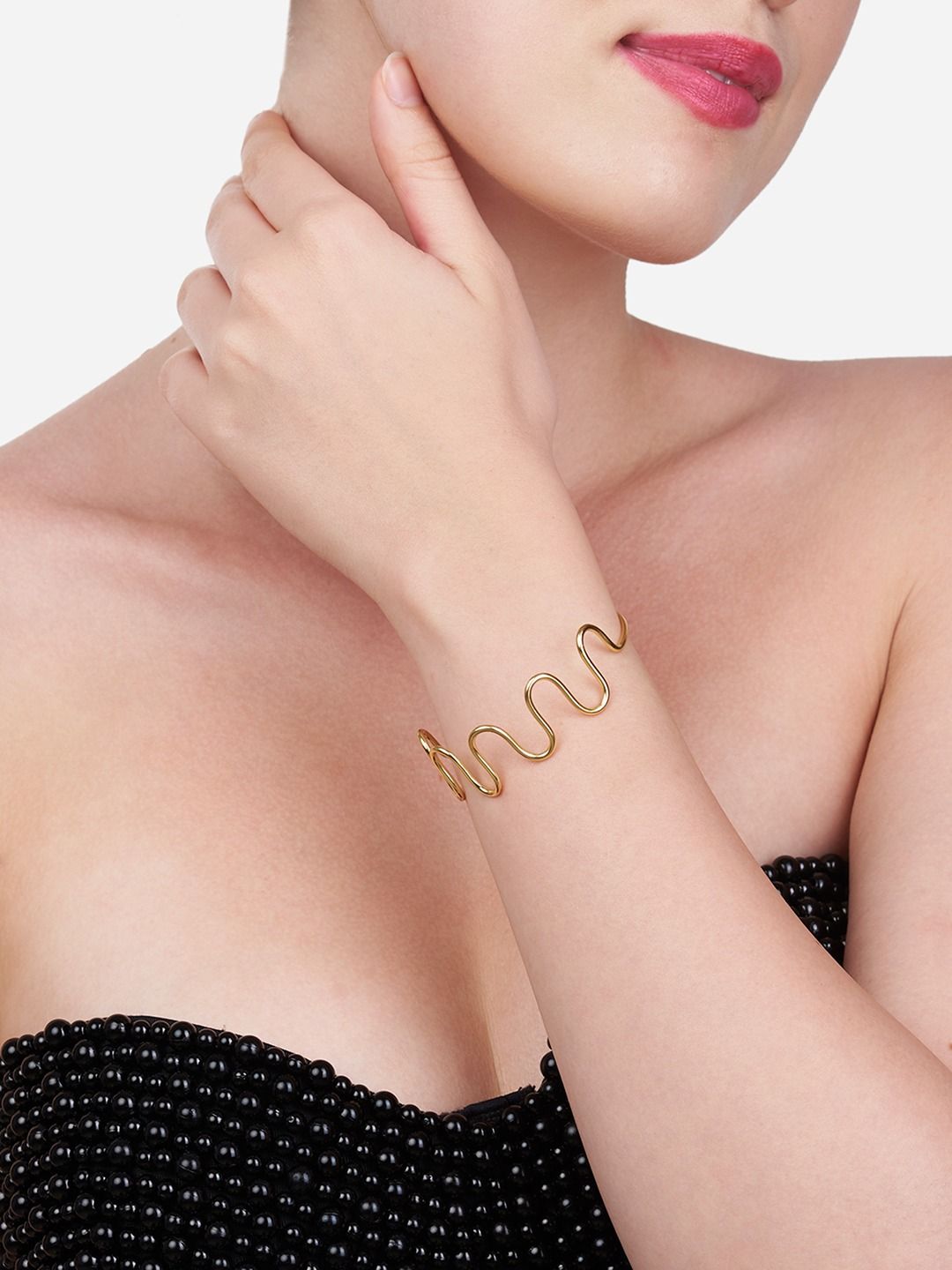 Zaveri Pearls Women Gold-Toned Brass Gold-Plated Kada Bracelet Price in India