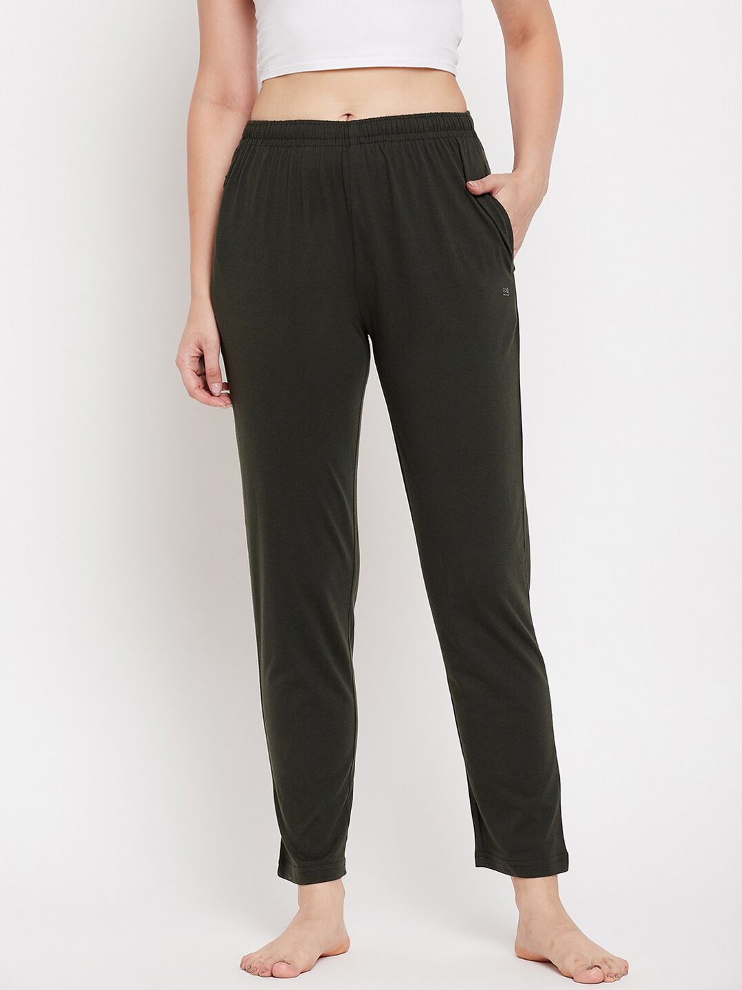 Okane Women Olive-Green Solid Lounge Pants Price in India