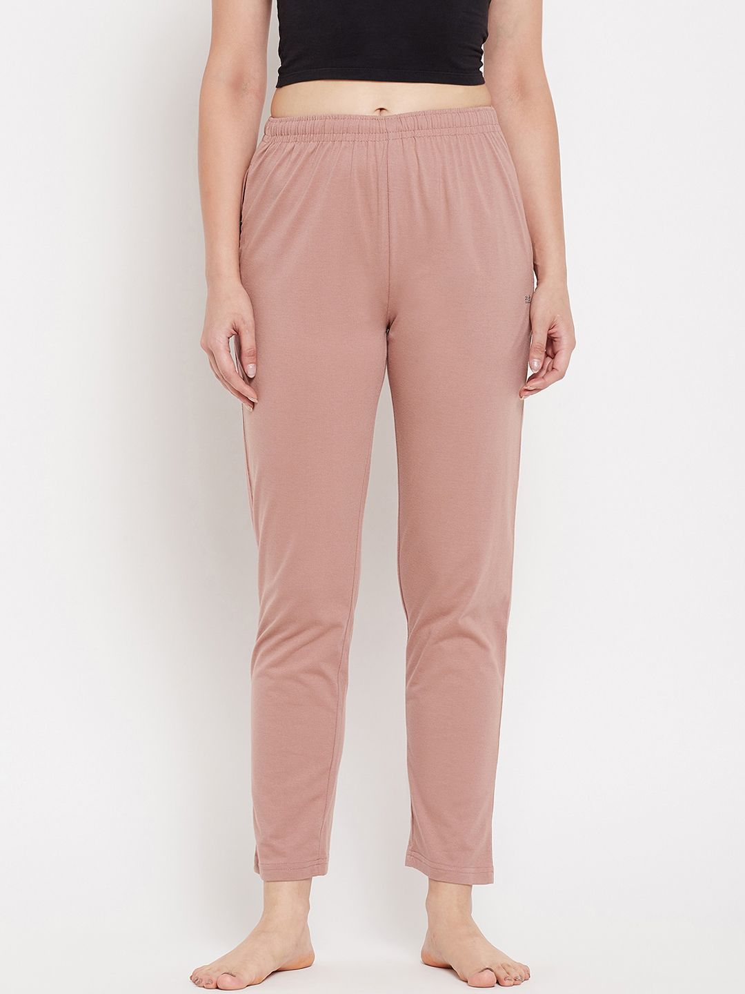 Okane Women Pink Solid Cotton Lounge Pants Price in India