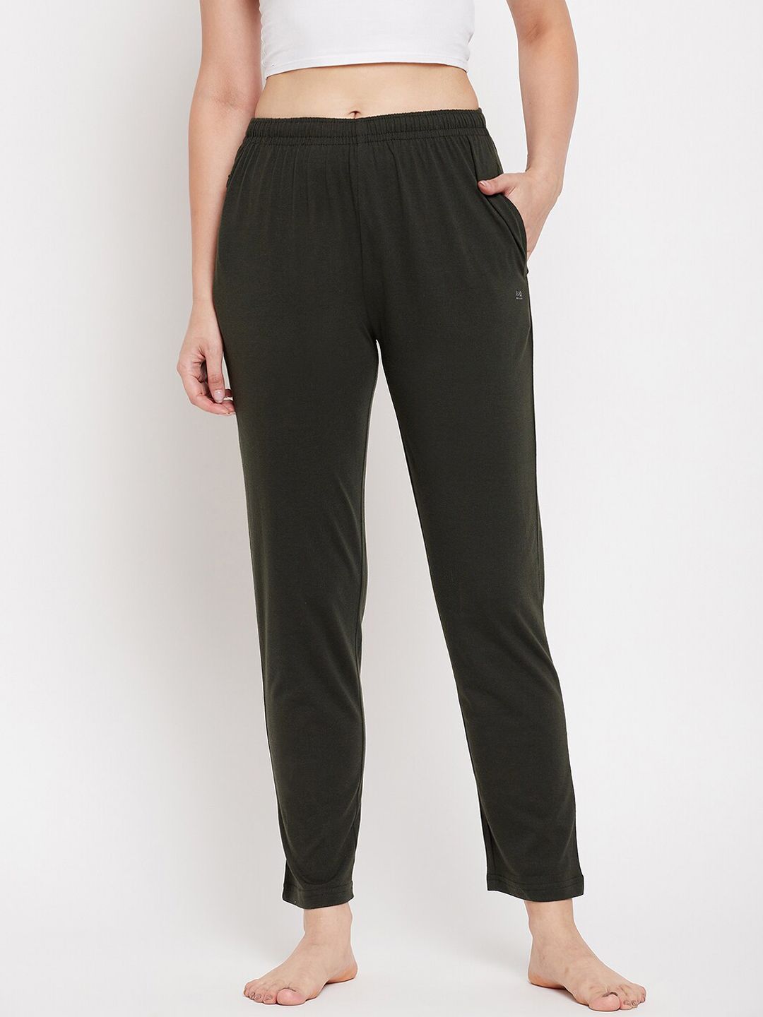 Okane Women Olive Solid Lounge Pants Price in India