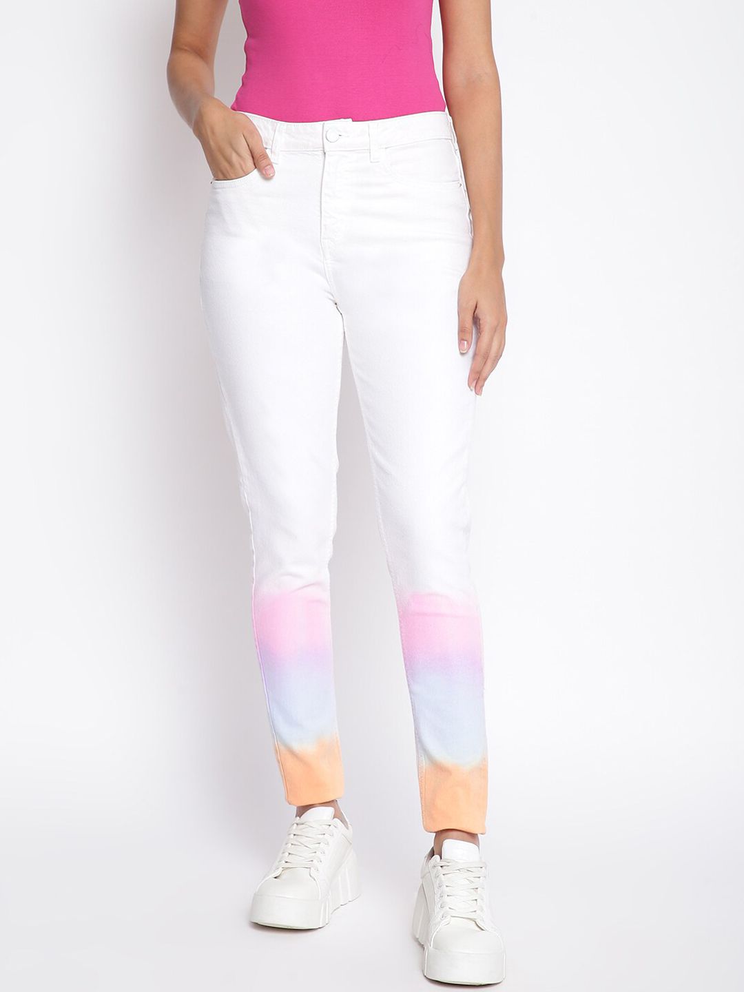 TALES & STORIES Women White Mid-Rise Slim Fit Jeans Price in India