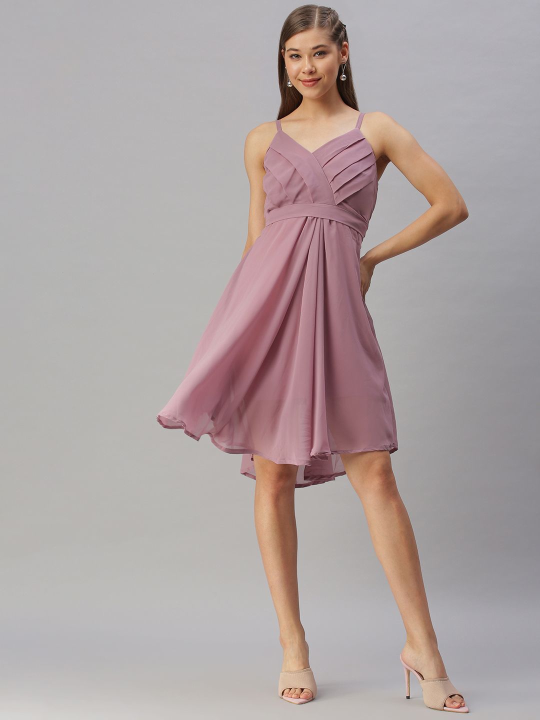 SHOWOFF Purple Fit and Flare Dress Price in India