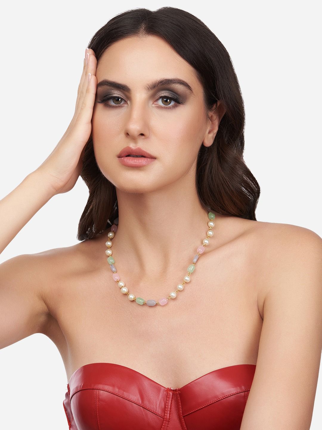 Zaveri Pearls Gold-Plated Beaded Contemporary Necklace Price in India