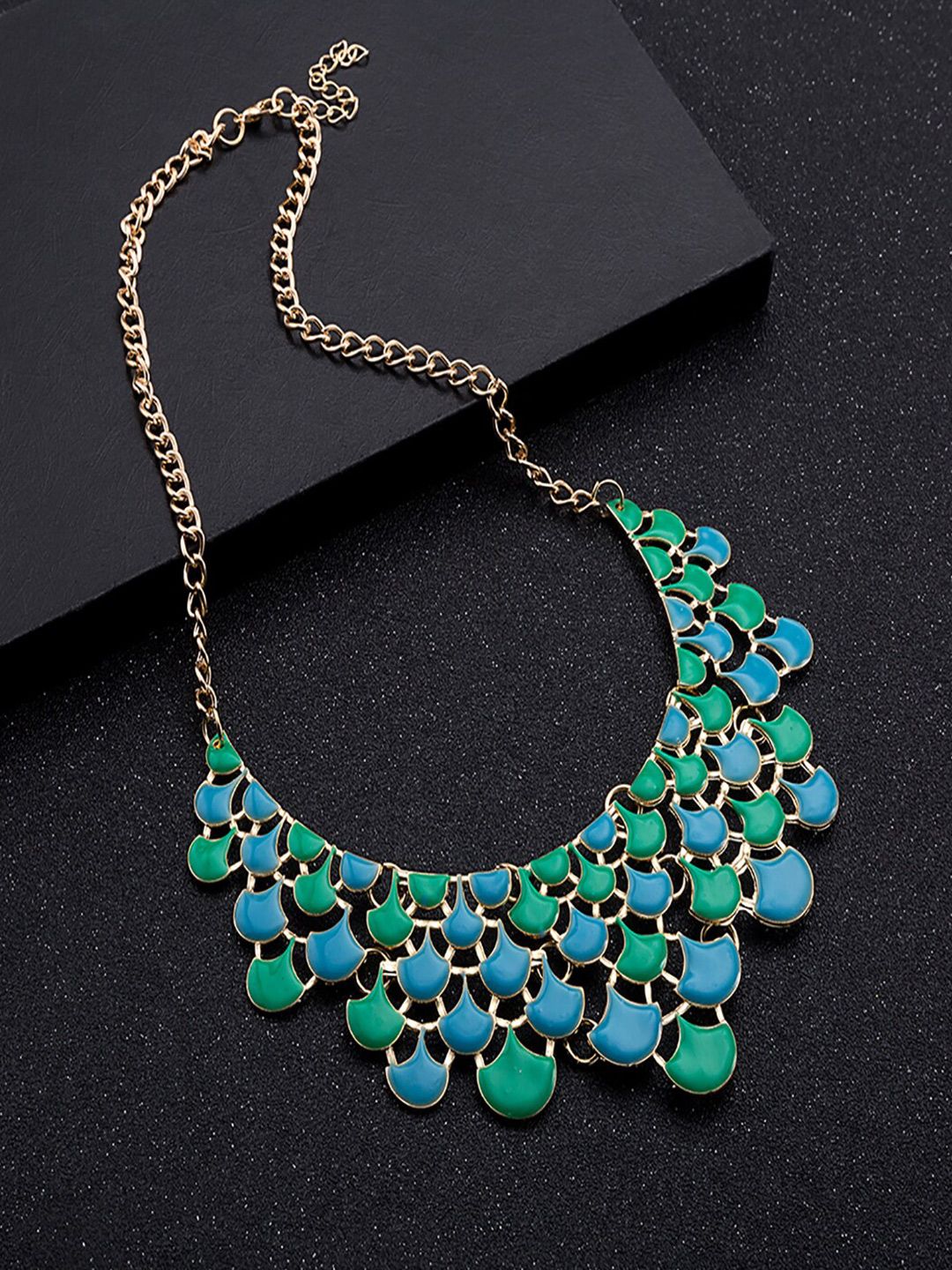 AQUASTREET Gold-Toned & Blue Gold-Plated Enamelled Necklace Price in India