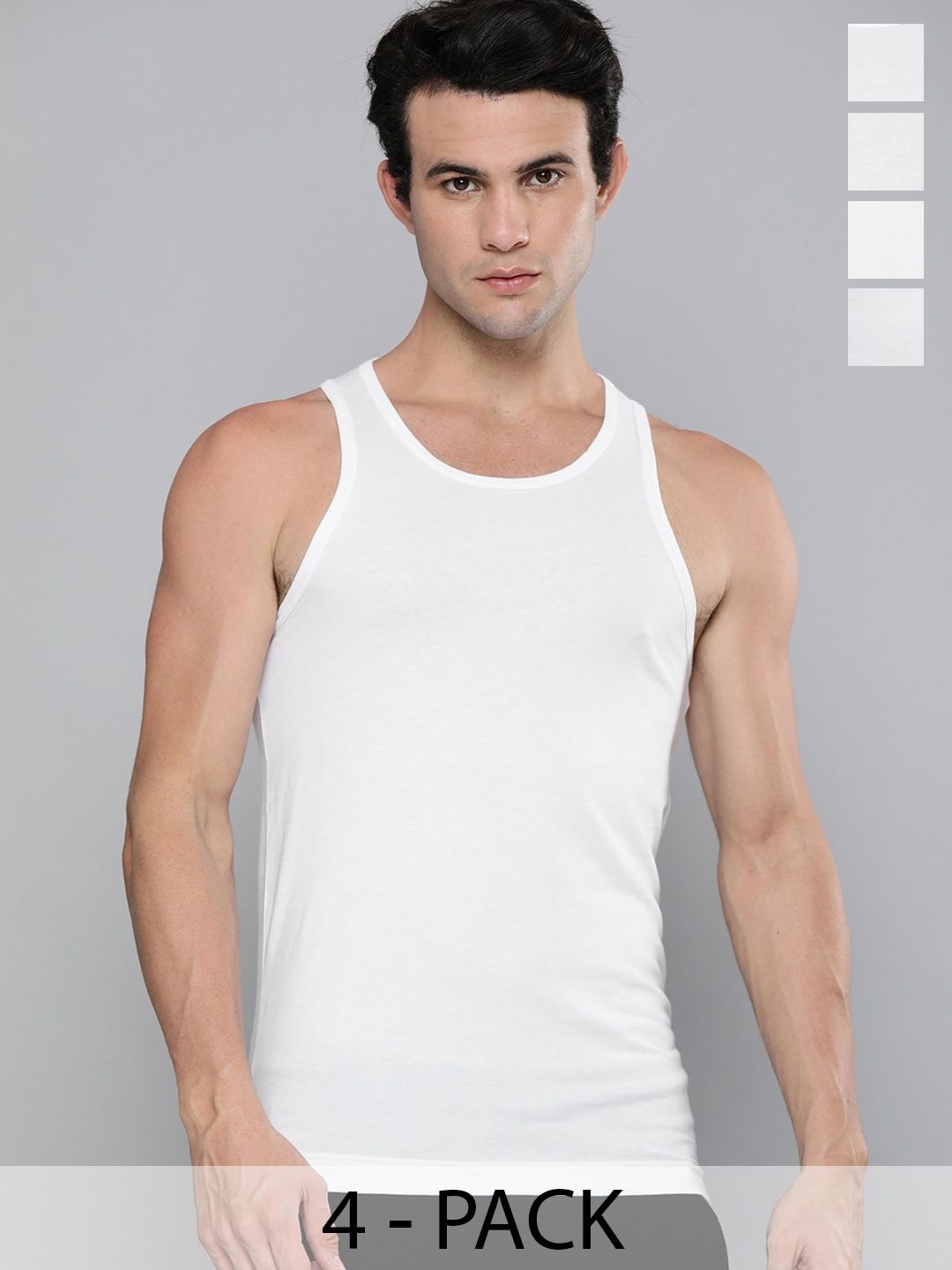Levis Men Pack Of 4  Solid Scoop Neck Sleeveless Pure Cotton Classic Vest
