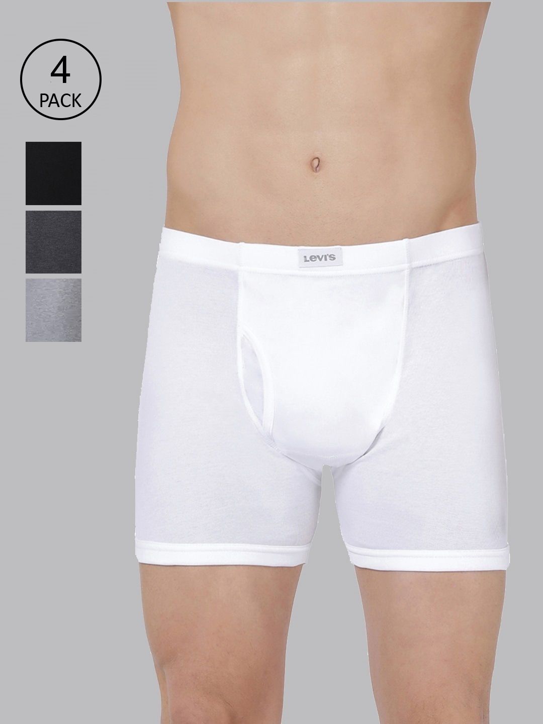 Levis Men Pack of 4 Pure Cotton Long Length Trunk with Ultrasoft Waistband