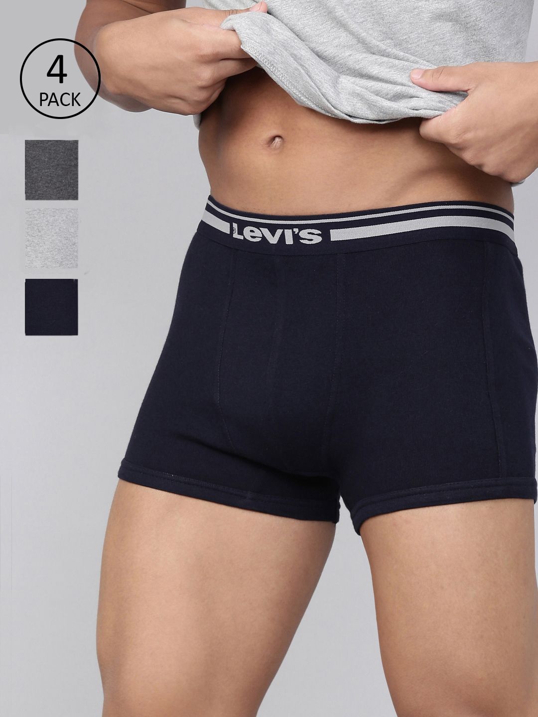 Levis Men Pack of 4 Assorted Smartskin Technology Cotton Trunks with Tag Free Comfort-003