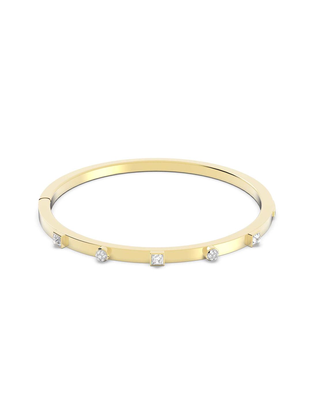 SWAROVSKI Women White Crystals Gold-Plated Bangle-Style Bracelet Price in India