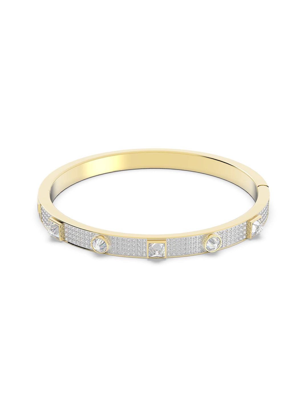 SWAROVSKI Women White Crystals Gold-Plated Bangle-Style Bracelet Price in India